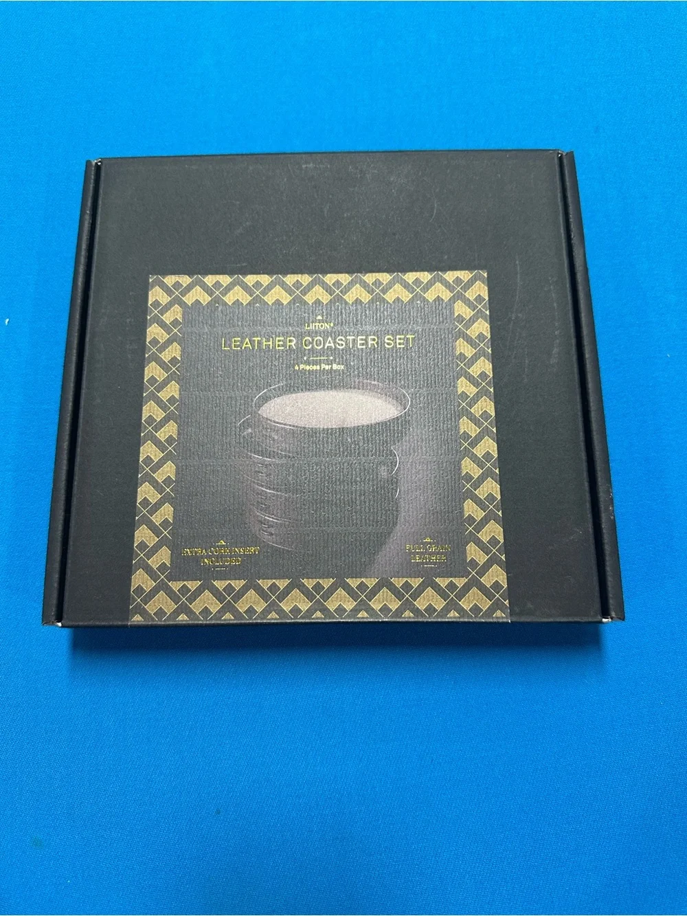 NWT Liiton Leather Stacked Drink Coaster Set - Dark Brown